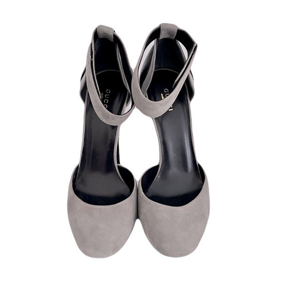 Gucci ‘Scamosciato Dusty Grey’ Suede & Black Leather Ankle Strap Pumps, Size 39 - Picture 3 of 8